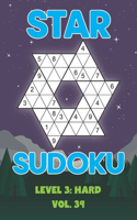 Star Sudoku Level 3: Hard Vol. 39: Play Star Sudoku Hoshi With Solutions Star Shape Grid Hard Level Volumes 1-40 Sudoku Variation Travel Friendly Paper Logic Games Japan