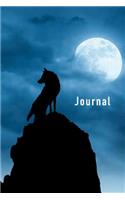 Journal: A page numbered, lined journal with table of contents and wolf and moon theme