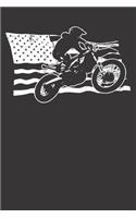 Notebook: Motocross Dirt Bike Biker Stunt Man 4th Of July USA Flag Dot Grid 6x9 120 Pages Journal