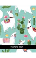 Password Book: Cute Llama & Cactus Internet Username and Password Log Book for Elderly & Low Vision A-Z Alphabetical Organizer