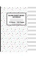 Blank Sheet Music Notebook: Sprinkles Print Cream, Musicians Blank Sheet Music Notebook, Staff Manuscript Paper Standard - 12 Stave