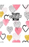 Happy Valentine's Day: Valentine's Day Gifts, Drawing, Doodling & Sketching (Gold Glitter & Pink Hearts Cover)