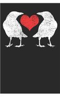 Notebook: Crow Heart Valentines Day 6x9 Dot Grid 120 Pages