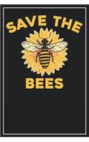 Save the Bees: Lined Notebook Journal, 120 Pages, Size 6x9 inches, White blank Paper