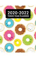2020-2022 Three Year Planner: Monthly Planner - 36 Month Calendar Planner Diary for 3 Years With Notes For Donut Lovers - Cool Cute Doughnuts (8.5"x11")