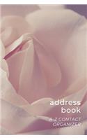 Address Book: Easy to Use A-Z Contact Organizer with Tabs - Names Addresses Birthdays Phone Email Notes - White Rose Flower - Floral Series