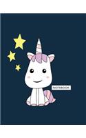 Notebook: Cute unicorn on dark blue cover and Dot Graph Line Sketch pages, Extra large (8.5 x 11) inches, 110 pages, White paper, Sketch, Draw and Paint