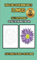 Trace and color worksheets (Flowers)