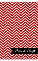 Notes & Stuff Lined Notebook With Red Chevron Pattern Cover