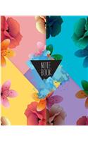 Notebook: Tropical Flowers: Journal Notebook Diary (4 inside patterns): Lined, Dot Grid, Line Grid, Blank No Lined, Total 120 pages, (8" x 10")