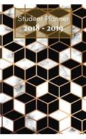 Student Planner: 2018-2019: Black & Golden Cubes Marble: Academic Daily Weekly Monthly Planner Organizers Student Teacher Academic College High School University, Au