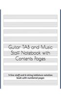 Guitar Tab and Music Staff Notebook With Contents Pages