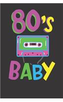 Notebook: 80s Baby Party Costume Cassette Dot Grid Dotted 6x9 120 Pages