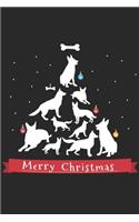 Merry Christmas: German Shepherd Christmas Tree Notebook 6x9 Blank Lined Journal Gift