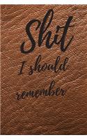 Shit I should remember: Internet Password Logbook, Journal & Notebook, Log Book For Disorganized People