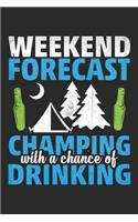 Weekend forecast camping with a chance of drinking: Perfect RV Journal/Camping Diary or Gift for Campers or Hikers: Capture Memories, A great gift idea Lined journal paperback notebook 100 page great 