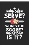 Whose Serve? What's the score? What day is it?