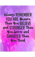Always Remember You Are Braver Than You Believe Stronger Than You Seem & Smarter Thank You Think