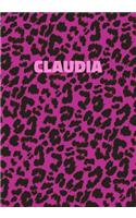 Claudia: Personalized Pink Leopard Print Notebook (Animal Skin Pattern). College Ruled (Lined) Journal for Notes, Diary, Journaling. Wild Cat Theme Design wi
