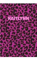 Kaitlynn: Personalized Pink Leopard Print Notebook (Animal Skin Pattern). College Ruled (Lined) Journal for Notes, Diary, Journaling. Wild Cat Theme Design wi