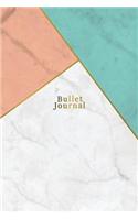 Bullet Journal: Marble + Gold Trendy Journal 120-Page 1/4 Inch Dot Grid Notebook 6 X 9 Marble & Gold Perfect Bound Softcover