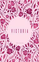 Victoria - Composition Notebook: Dusty Pink And Plum Floral Softcover With Name, Letter Size 8.5 x 11, College Ruled