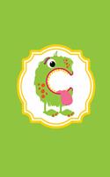 Monster Monogram Journal - Letter C: Toothy Green Monster in Shape of a Letter C on Multi Color Background