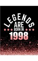 Legends Are Born in 1998: Birthday Notebook/Journal for Writing 100 Lined Pages, Year 1998 Birthday Gift for Women, Keepsake (Pink & Black)