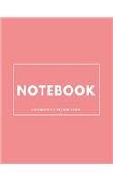 Notebook 1 Subject: Warm Pink: Notebook 8.5 X 11: Notebook 100 Pages