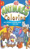 40 Animals Coloring - Zoo Animals Coloring Book for Kids: for Toddlers and Preschoolers Ages 3-8