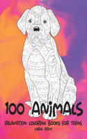 Relaxation Coloring Books for Teens - 100 Animals - Large Print