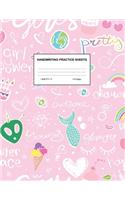 Handwriting Practice Sheets: Cute Blank Lined Paper Notebook for Writing Exercise and Cursive Worksheets - Perfect Workbook for Preschool, Kindergarten, 1st, 2nd, 3rd and 4th Gr