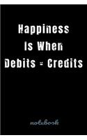 Happiness Is When Debits = Credits: Blank Lined notebook