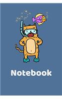 Notebook: Diving Cat Squared Line Blue Notebook / Journal Gift (6 x 9 - 120 pages)