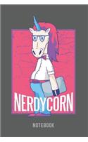 Nerdycorn Notebook: Funny Unicorn Book Lover Notebook 6 x 9 Inches 104 lined pages Present Book and Unicorn lover Gift for Men, Women, Boys, Girls