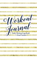 Workout Journal: Gold and White Stripes