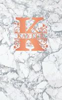 Kaylee: Personalized Sketchbook 8.5 X 11. Monogram Letter/Initial K Sketch Pad/Journal/Note Book. White Marble & Rose Gold Cover. Notebook, Journal, Doodle,