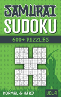 Samurai Sudoku: Sudoku Book for Adults with 1000+ 5 in 1 Sudoku - Normal and Hard - Vol 4