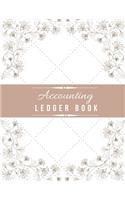 Accounting Ledger Book: General Business Ledger Checking Account Transaction Register Cash Book For Bookkeeping - 6 Column Payment Record And Tracker Log Book - Brown Flora