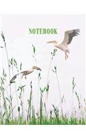 notebook: with grass and birds, 8,5 x 11 inch, A4, 44 lines, 100 pages