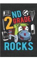 2nd Grade Rocks: Train Backpack Pencil Composition Notebook For Back To School/Ruled Blank Lined Cute Notebooks for Girls, Boys School Student/Blank Lined Journal No