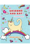 Unicorn and Cat coloring books for kids ages 2-4