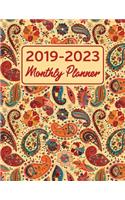2019 - 2023 Monthly Planner: Paisley Pattern Five Year Calendar and Notebook 8.5x11 144 Pages