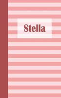 Stella: Personalized Composition Book - School Notebook, College Ruled (Lined), Pastel Pink Stripe Pattern with First Name