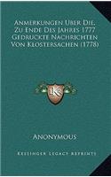 Anmerkungen Uber Die, Zu Ende Des Jahres 1777 Gedruckte Nachrichten Von Klostersachen (1778)