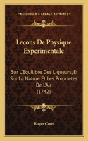 Lecons De Physique Experimentale
