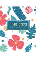 Teacher 2019-2020 Weekly & Monthly Planner: Planner Weekly and Monthly: Calendar Schedule, Grid Notes, Important Birthdays Dates, Attendance Record Colorful Tropical Floral Botanicals Pink Bla