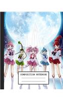 Notebook: Anime Japan Sailor Moon Soft Glossy Cover Graph Paper Pages Book 7.5 x 9.25 Inches 110 Pages