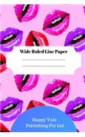 Cute Lips Theme Wide Ruled Line Paper