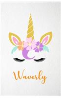 Waverly A5 Lined Notebook 110 Pages: Funny Blank Journal For Lovely Magical Unicorn Face Dream Family First Name Middle Last Surname. Unique Student Teacher Scrapbook/ Composition Great